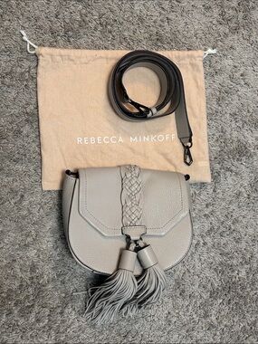Rebecca Minkoff Light Gray Braided Tassel Saddle Crossbody
